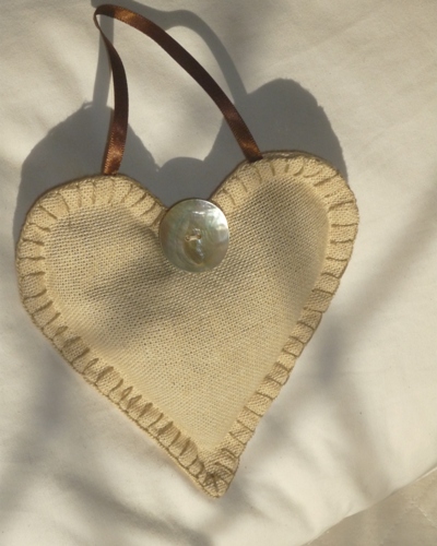 linen lavender heart in blanket stitch