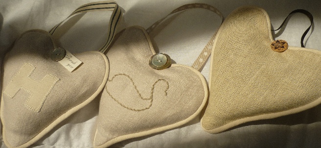 pure linen love hearts stuffed with lavender from Provence